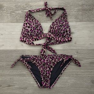 Victorias Secret Purple Leopard Bikini, Top - M, Bottoms - S